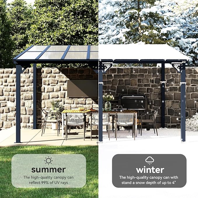 Aoxun 14'x 10' Premium Gazebo with Aluminum Top Frame & Polycarbo...