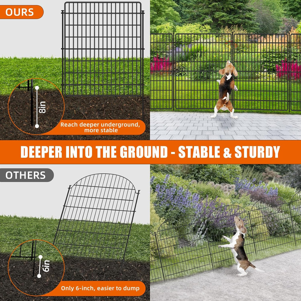 10 Panels No Dig Fence with Gate, 32 in(H) X 24 ft(L) Garden Decorative Fence...