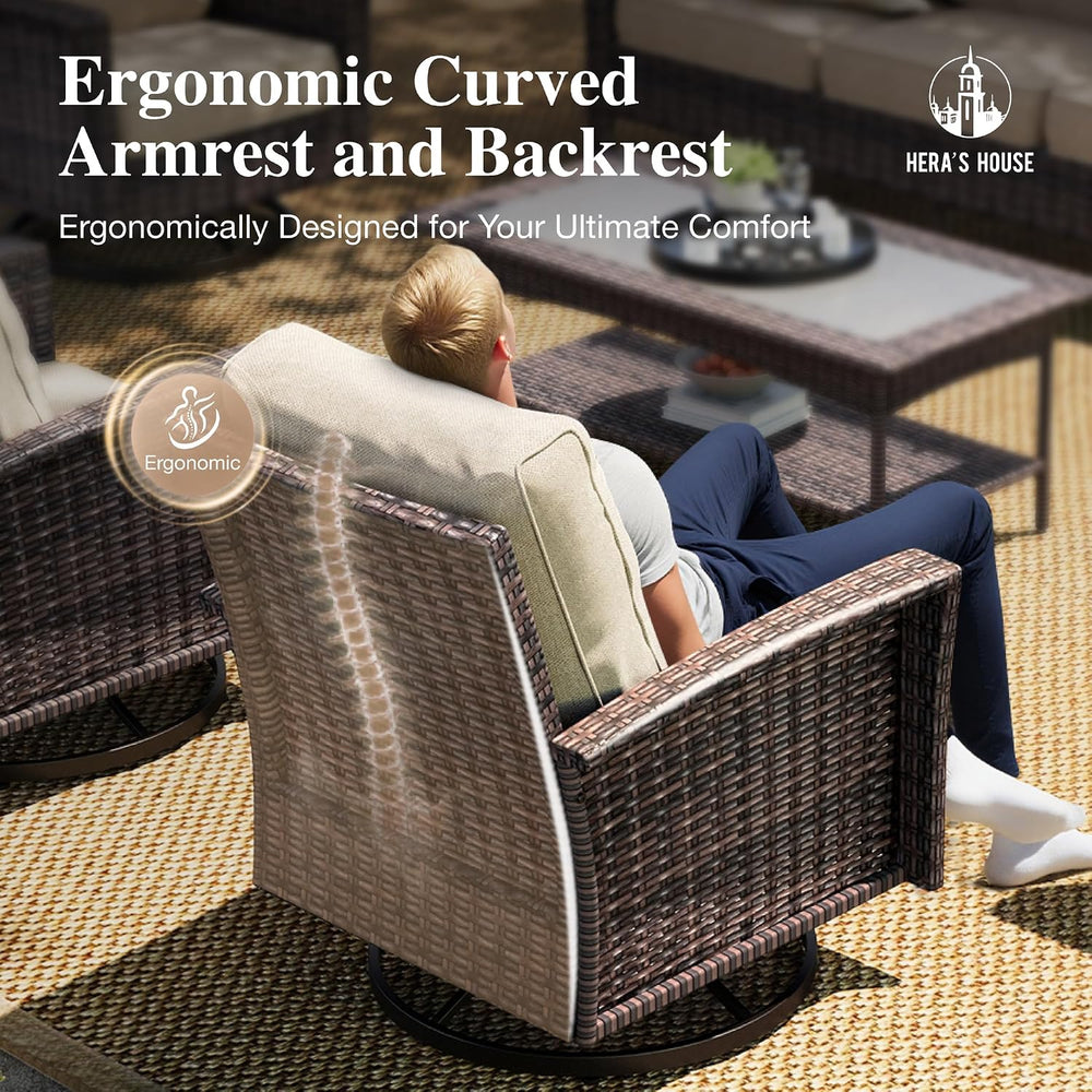 4-Piece Patio Furniture Set with High Back Chairs, Beige