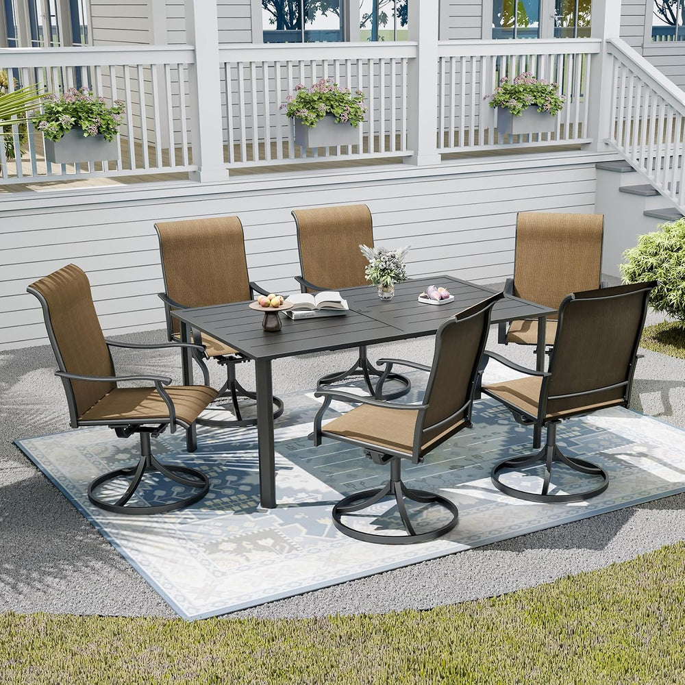 Patio Furniture Set of 6, Outdoor Dining Table and Chairs, Yellow
