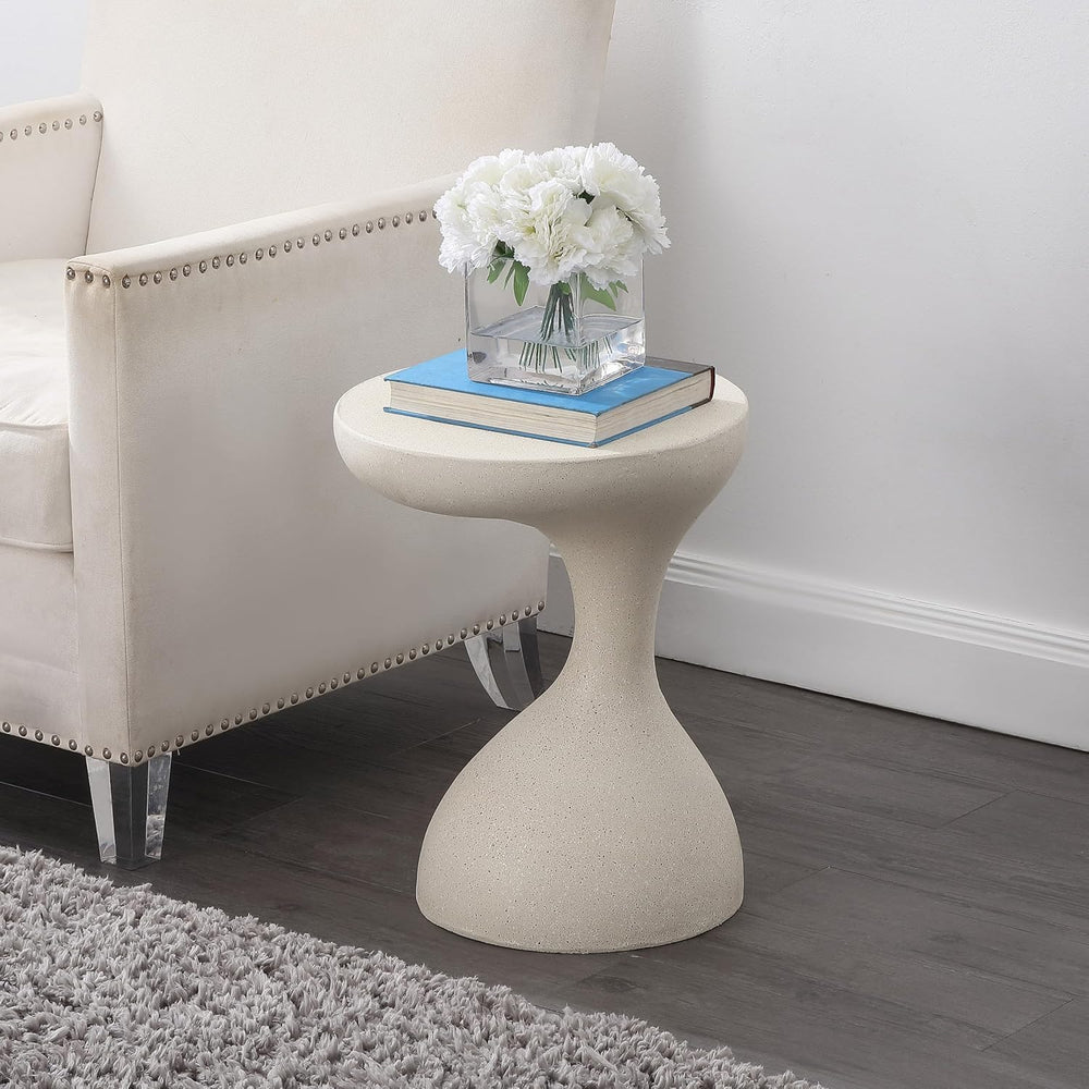 JONATHAN Y Boracay Sculptural Side Table 19.75", Cream Terrazzo