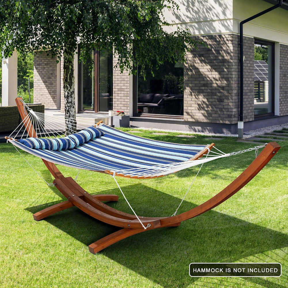 13.6 Feet Curved Wooden Hammock Stand Only, Brown