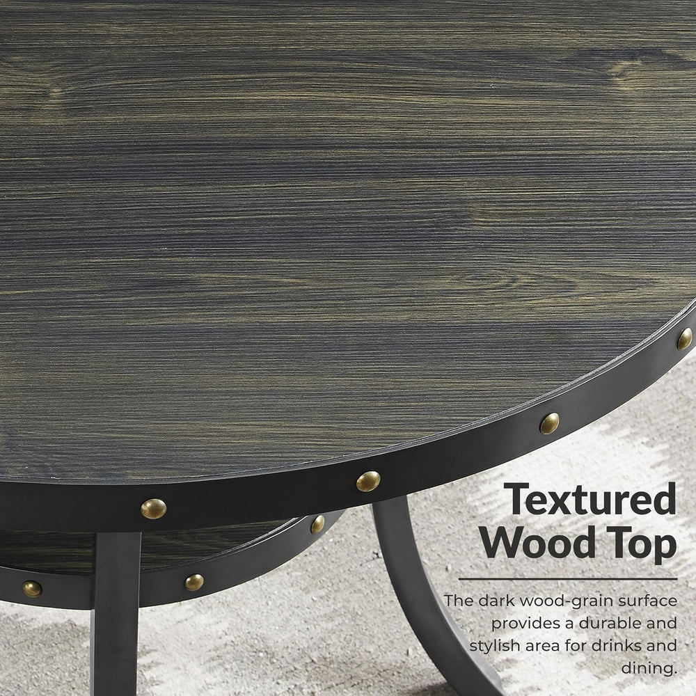 Roundhill Furniture Biony 3 Piece Set - 36" Round Espresso Bar Table wit...