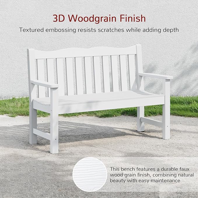 Stoog Outdoor Benches Set of 2, All-Weather HIPS Plastic Garden Bench with 80...