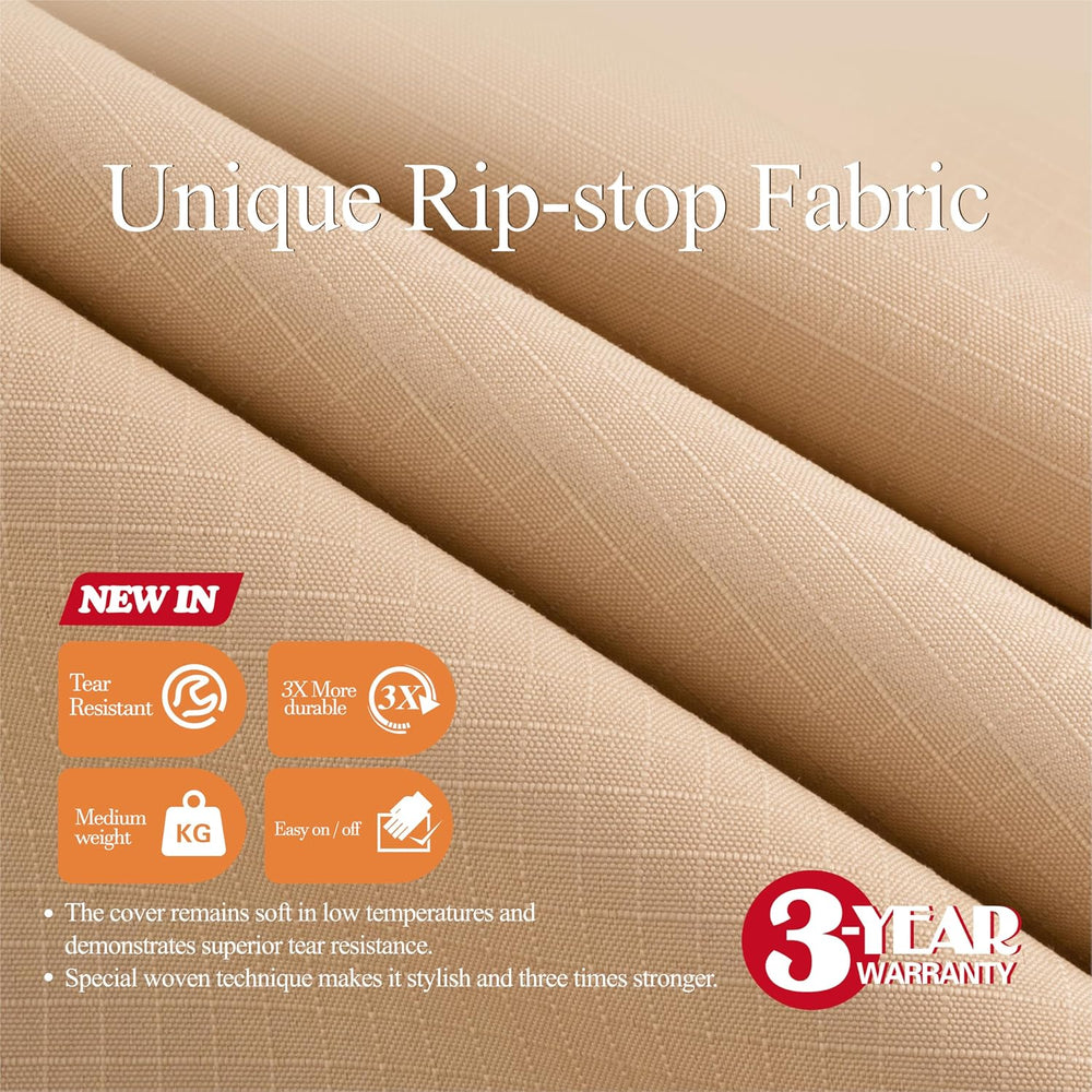 WJ-X3 Patio Furniture Cover, Large, Beige & Coffee, 108W x 84D x 31H