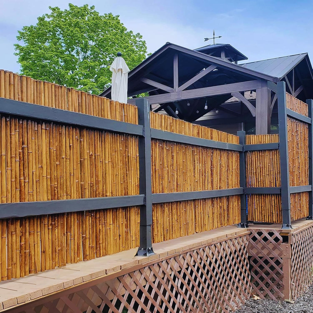 FOREVER BAMBOO Caramel Brown Bamboo Fencing Decorative Rolled Fence Panel 3 f...