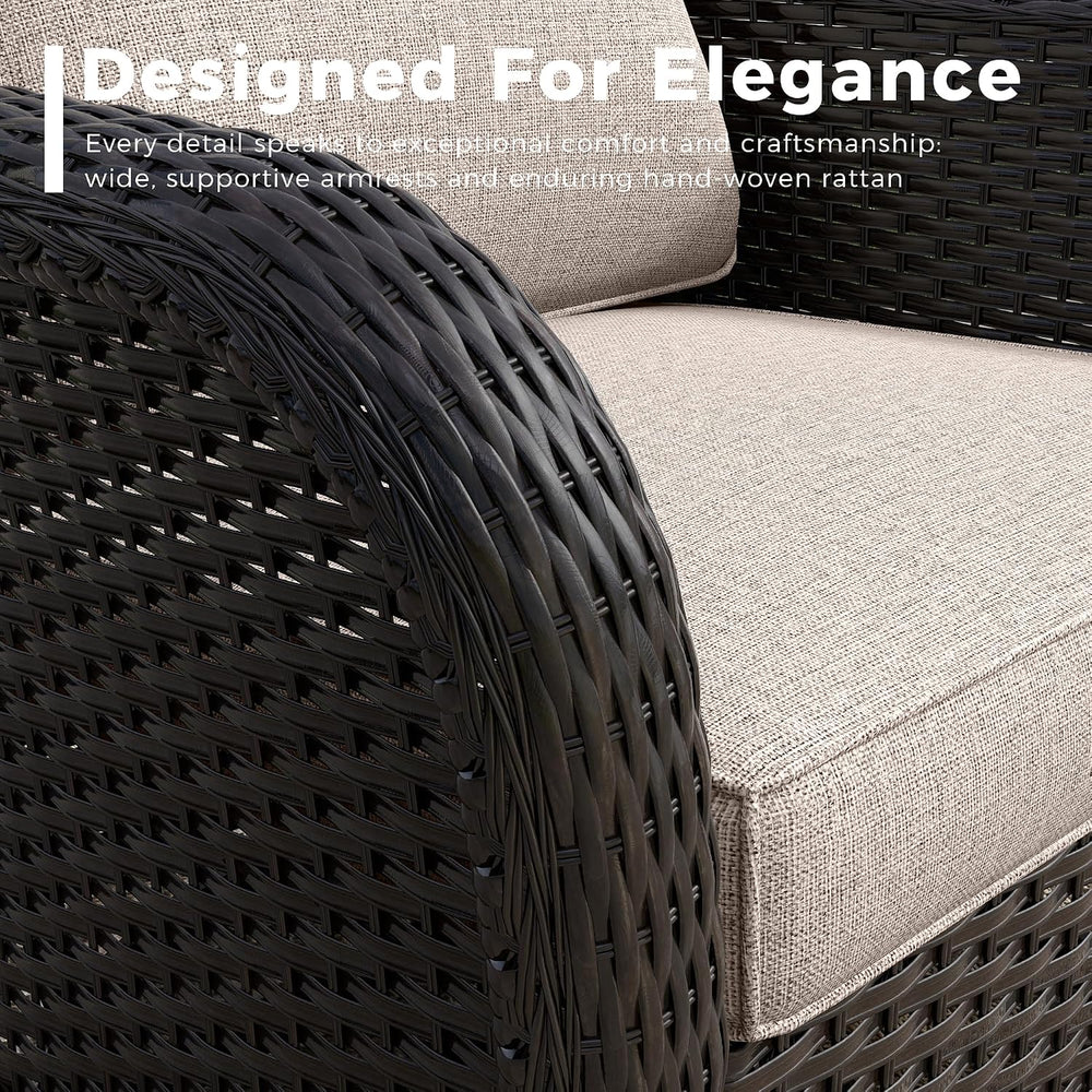 2 Piece Patio Furniture Set, Wicker Outdoor Conversation Set