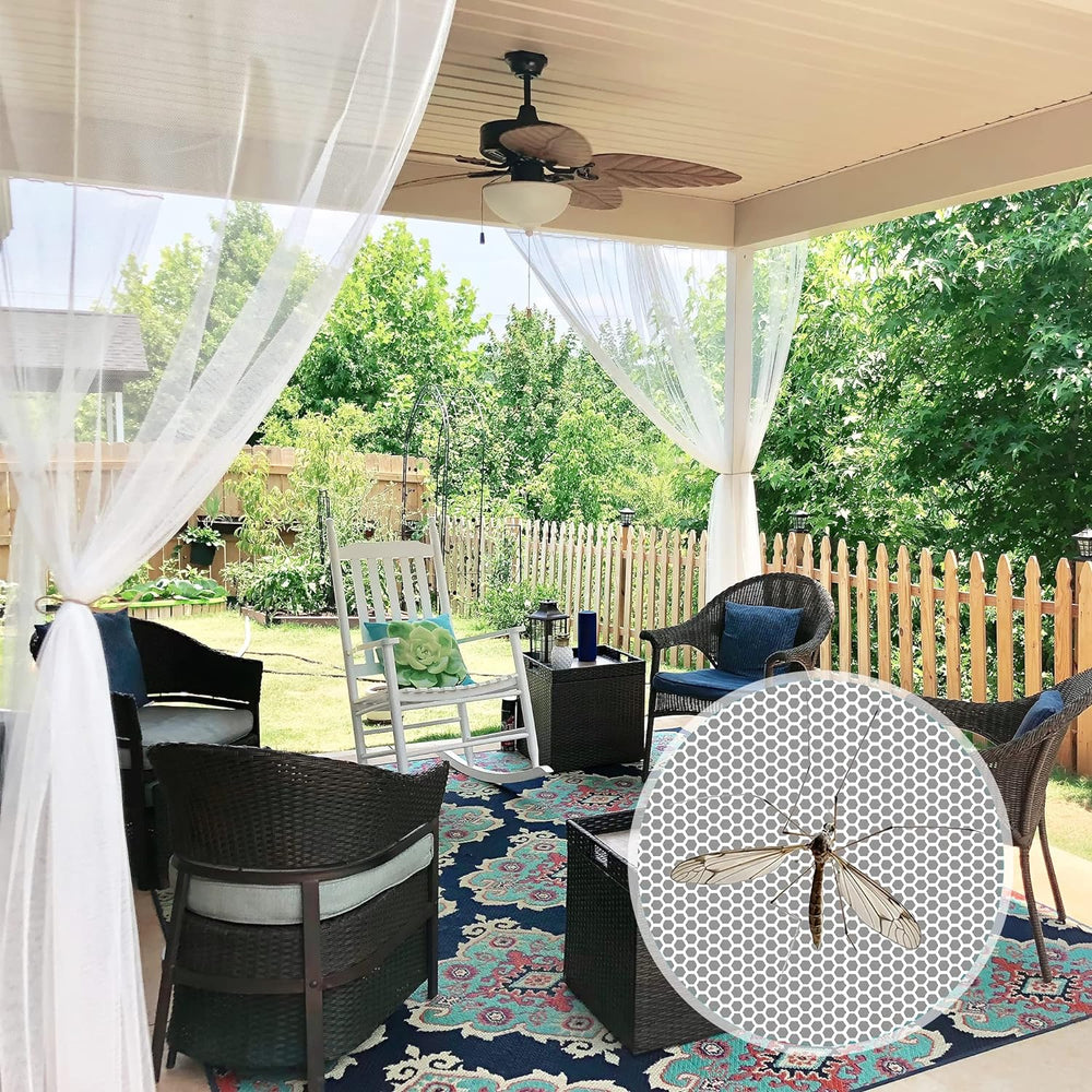 RYB HOME Mosquito Netting Outdoor Curtains for Patio Waterproof, 2 Panels