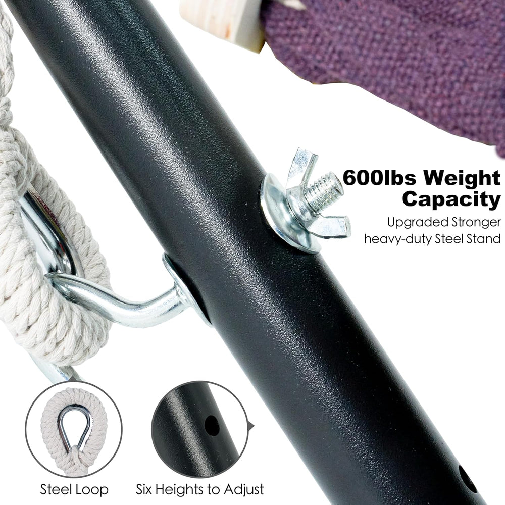 GAFETE Double Hammocks with Stand for Outside, Max 600lbs, (Purple)