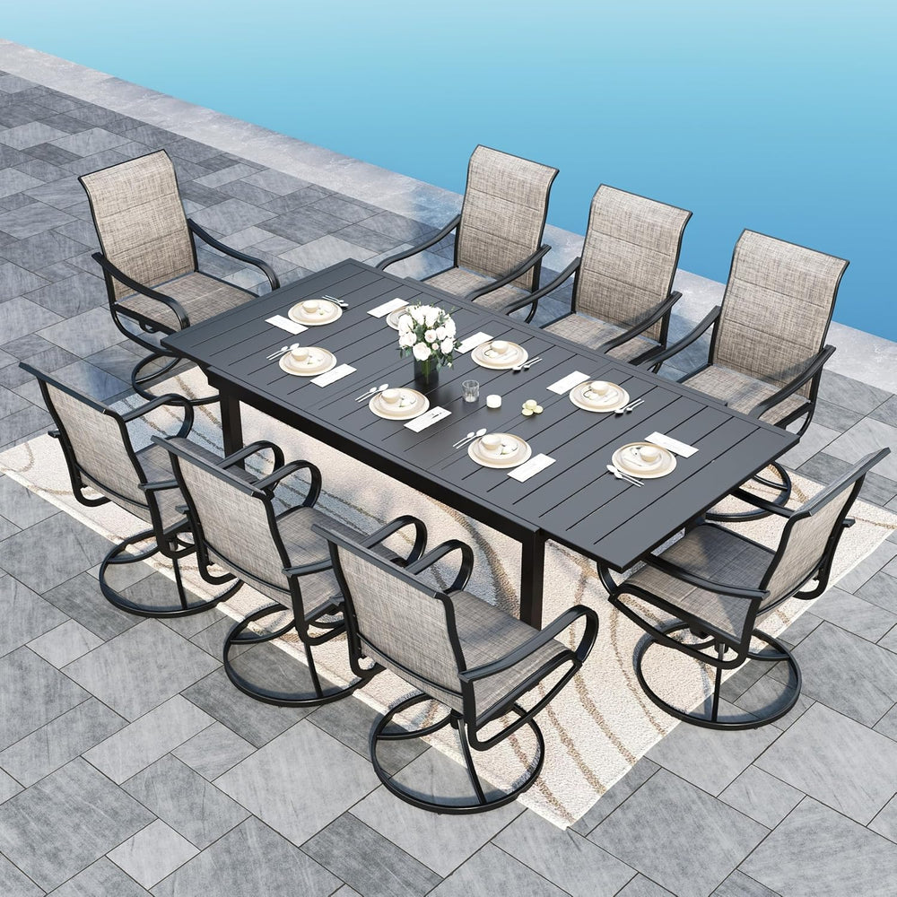 Sophia & William Patio Dining Set for 8 w/Expandable Table & Swivel C...
