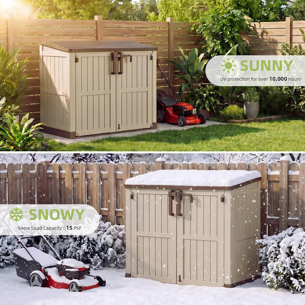 Outdoor Storage Box 36 Cu Ft with Lockable Doors, Portable Horizontal Outdoor...