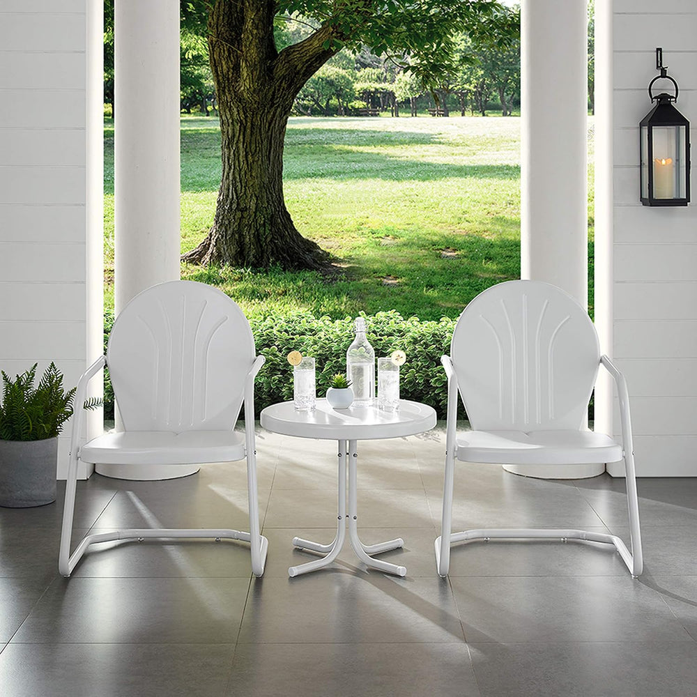 Crosley Furniture Griffith Retro Metal 3-Piece Chair & Side Table Set