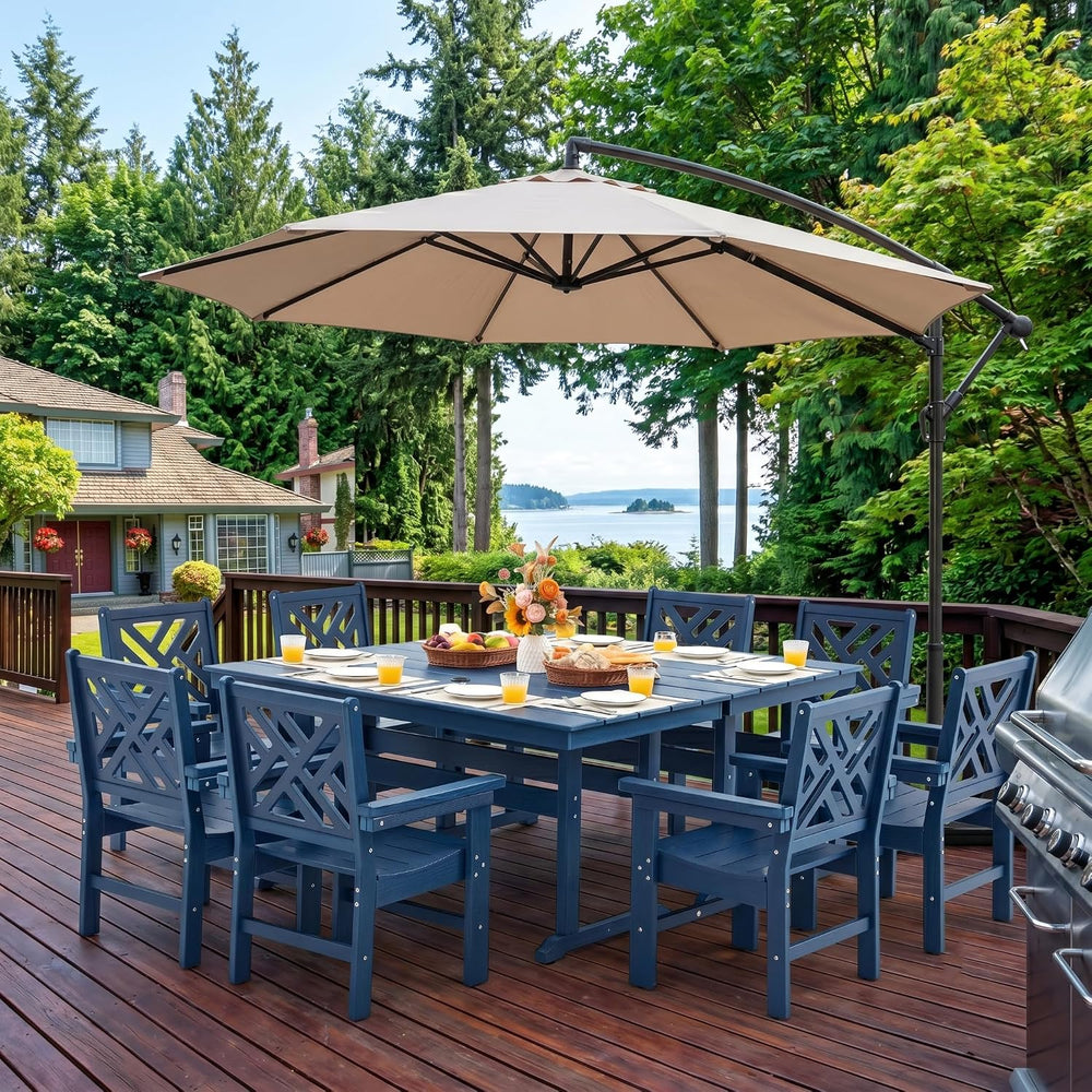 HDPE Outdoor Dining Set,10-Piece Outdoor Table and Chairs Include 8 Dining Ch...