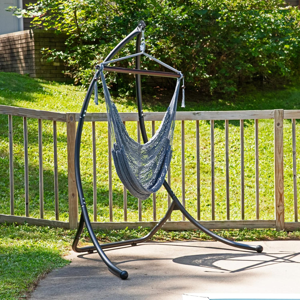 Sunnydaze Hanging Hammock Chair Swing for Patio, Caribbean, Gray