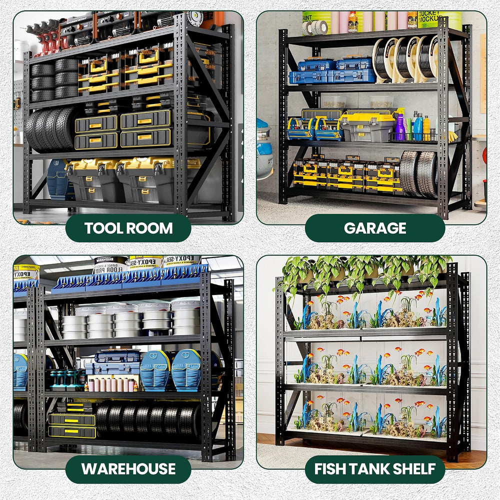 Heavy Duty Garage Storage Shelves, 71" Wide Metal Shelving Unit, 6000LBS...