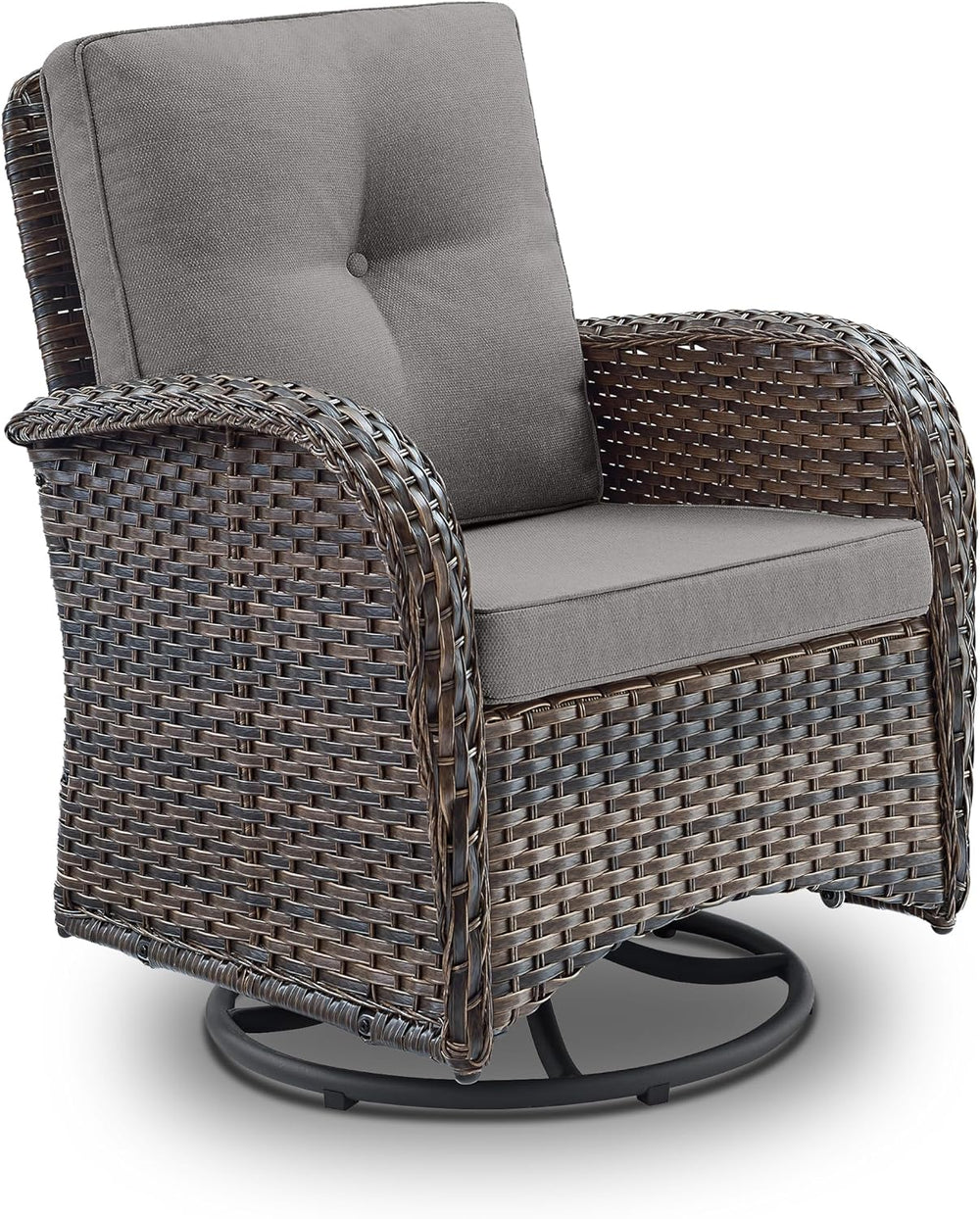 2 in 1 Porch Glider Swivel Chair - Wicker Patio Furniture Outdoor Swivel Rock...
