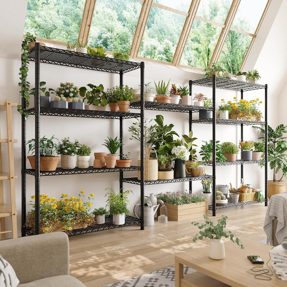REIBII 5 Tier Storage Shelves with Wheels,1980LBS Metal Shelving for Garage