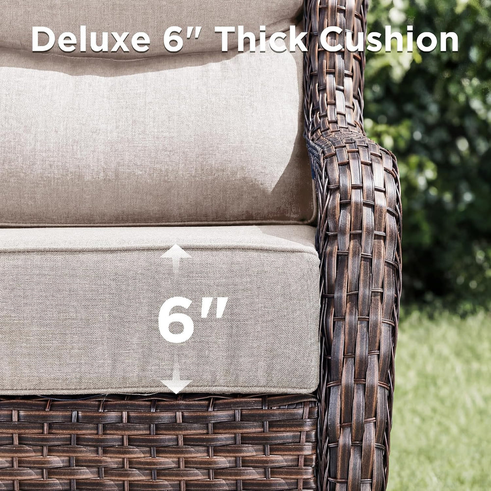 Luxury Patio Furniture Set with Fire Pit Table-6 Pieces All Weather Outdoor S...