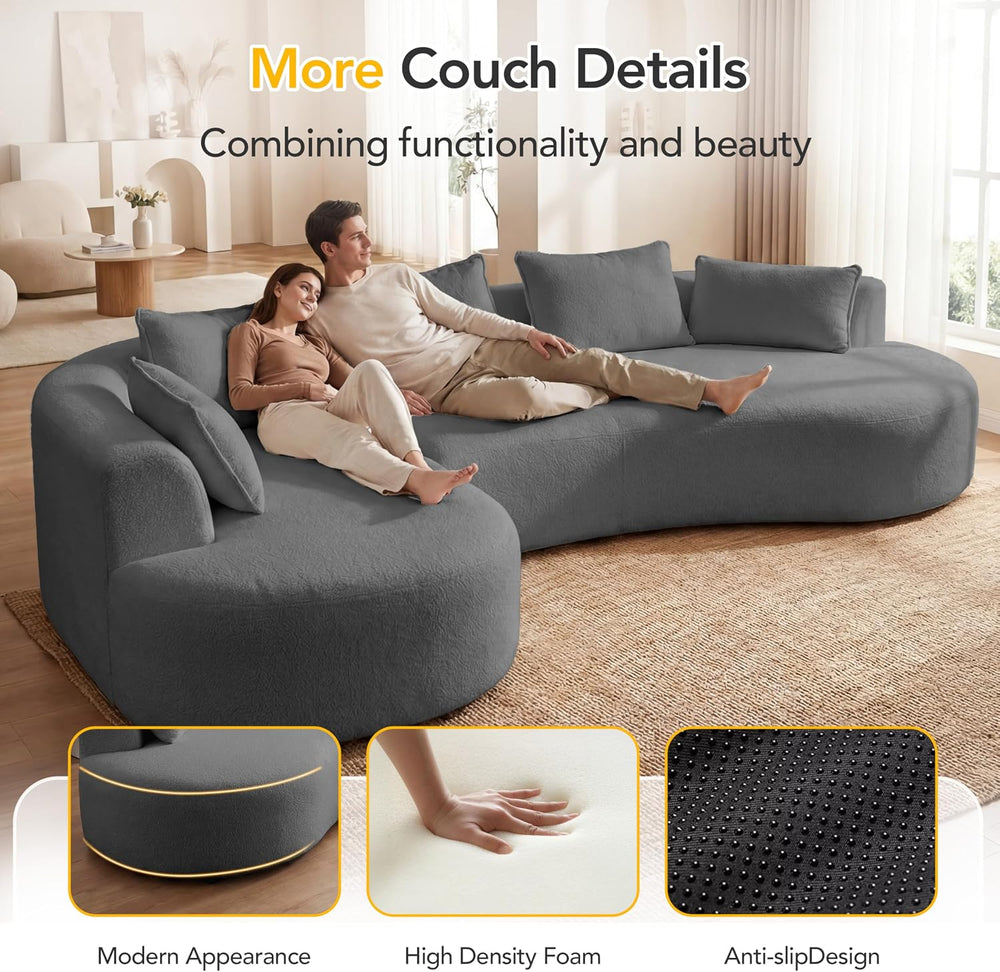 122" Modern Curved Oversized Sectional Sofa with Left Chaise for Living ...