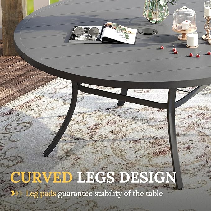 VICLLAX 60" Outdoor Round Patio Table for Lawn Garden, All Weather Metal...
