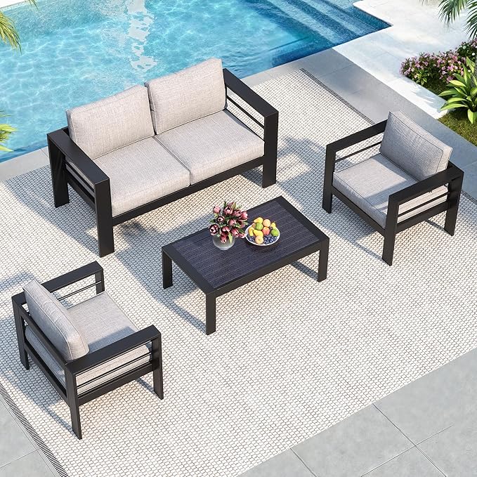 Solaste Aluminum Patio Furniture Set for All Weather, Oversized Metal Outdoor...