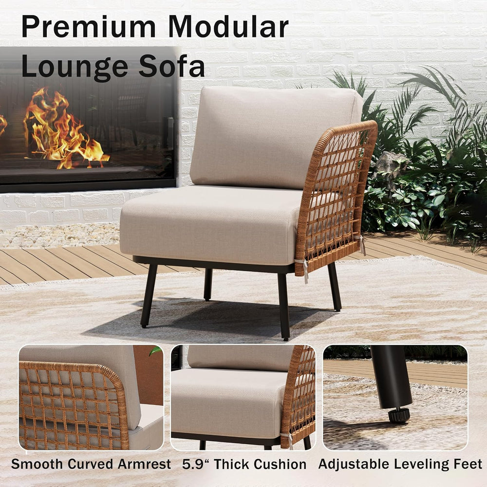 9-Piece Patio Conversation Set, 7-Seat Sectional Sofa with Table