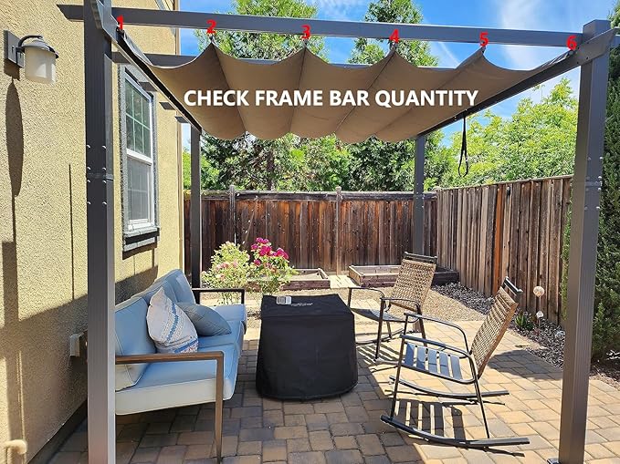 Pergola Shade Cover Replacement Canopy Top Compatible with 10 X 13 ft 6-Bar P...