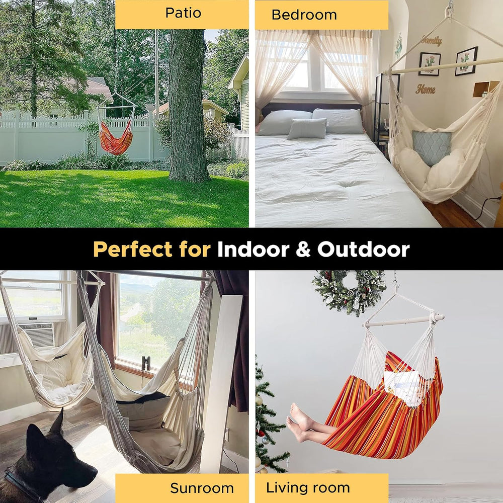 ADVOKAIR Hammock Chair Hanging Chair Rope Swing XXL - Max 500lbs, 70in Large ...