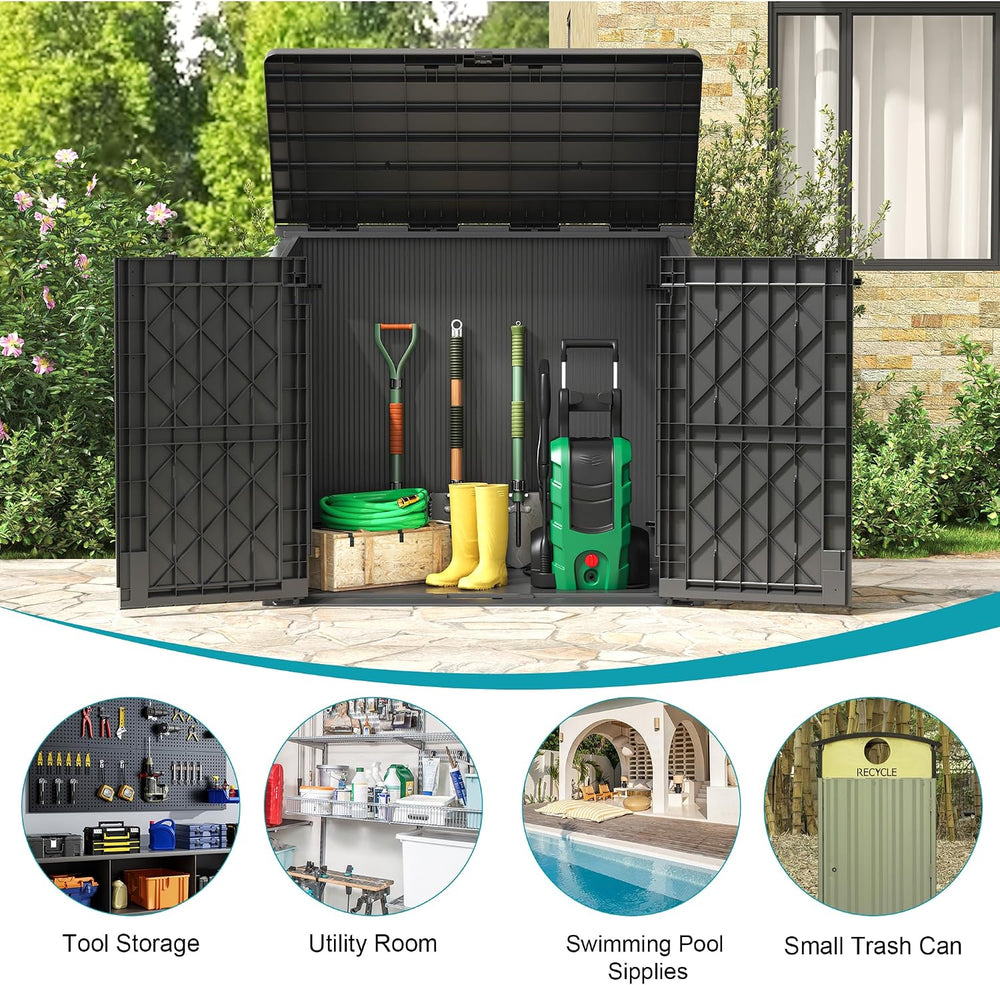 Horizontal Outdoor Storage Shed 36 Cu Ft with Lockable Doors, Portable Outdoo...