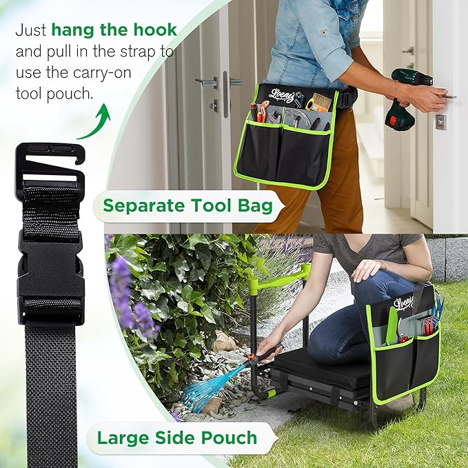 10.8” Wide Garden Kneeler and Seat, Heavy Duty Foldable Gardening Stool with ...