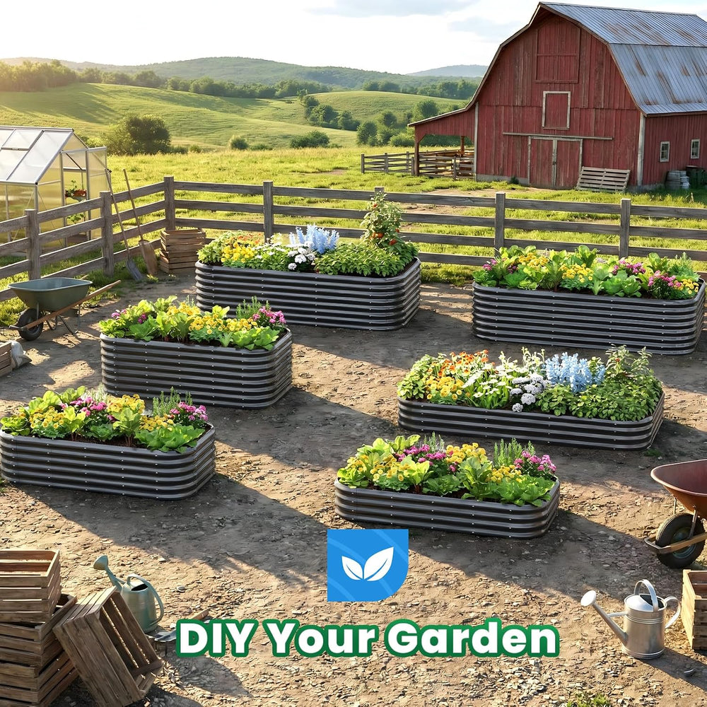 Quictent Galvanized Oval Raised Garden Bed Kit, 6x3x1 ft