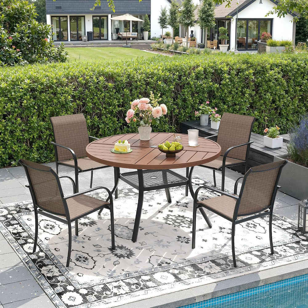 DIFY Patio Dining Set for 4, 5 Piece Outdoor Table and Chairs Set, 40.6"...