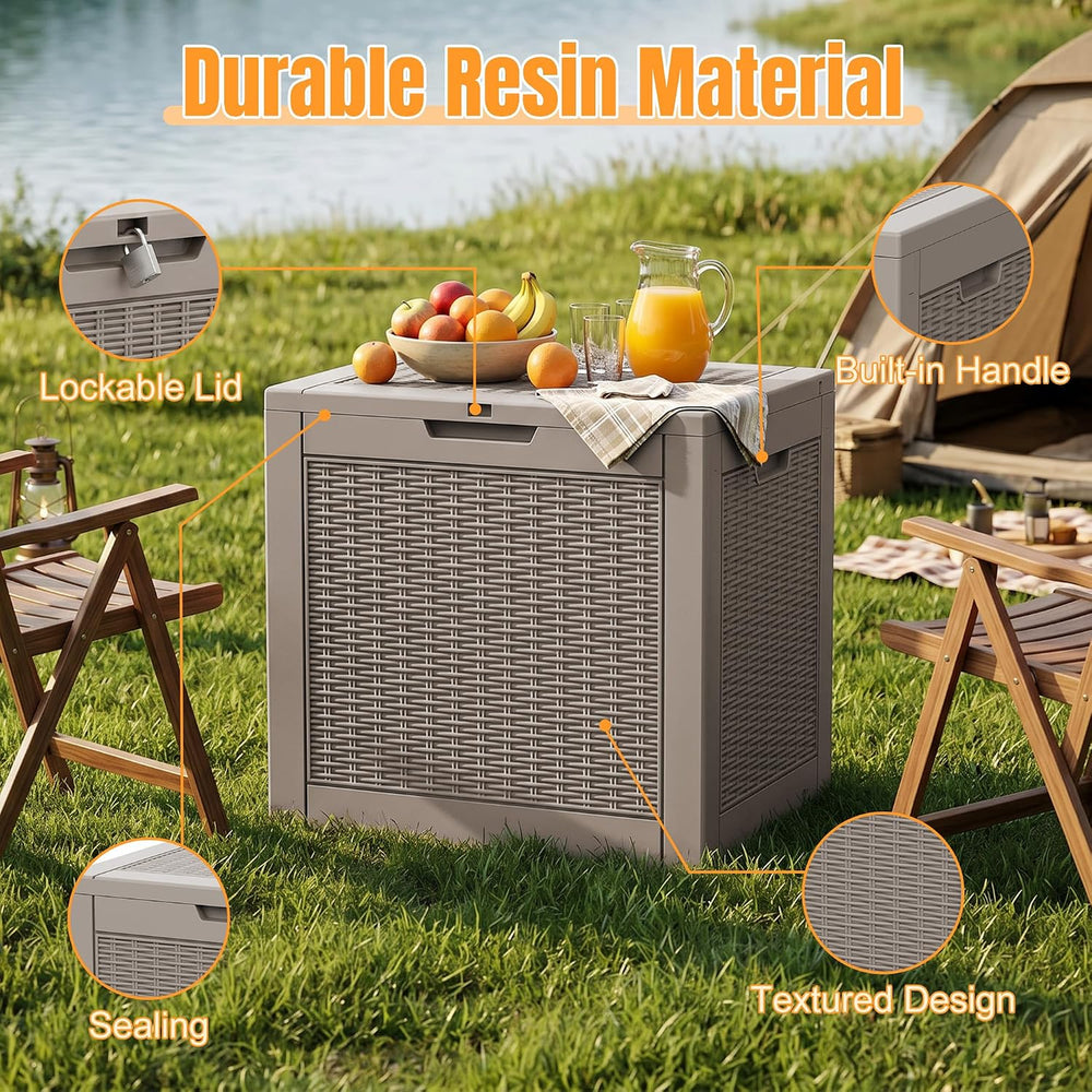 Outdoor Storage Box, 42 Gallon Waterproof Resin Patio Deck Box
