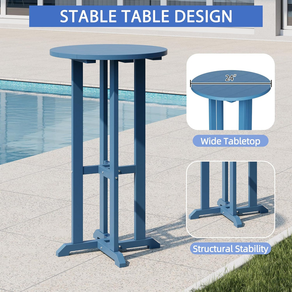 Shintenchi 3 Pieces Outdoor High Top Bar Set, 1 Patio High Top Round Table an...