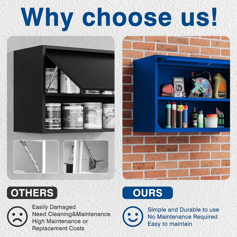 Metal Storage Cabinet Blue Wall Cabinets with Shelf and Locking Door - Wall M...