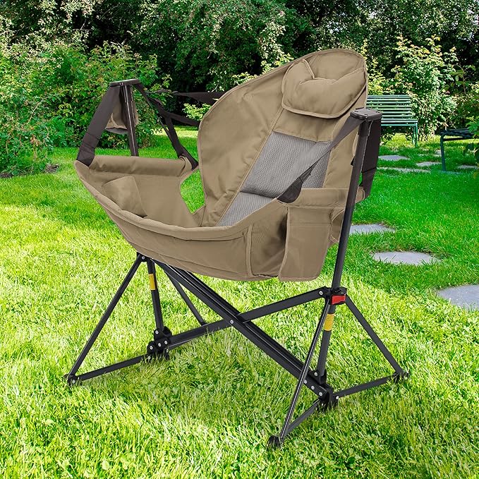 Ainfox Hammock Camping Chair, Foldable Portable Rocking Chairs for Adults Out...