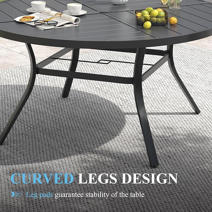 VICLLAX Patio Table and Chair Set of 6, All Weather Metal Round Outdoor Dinin...
