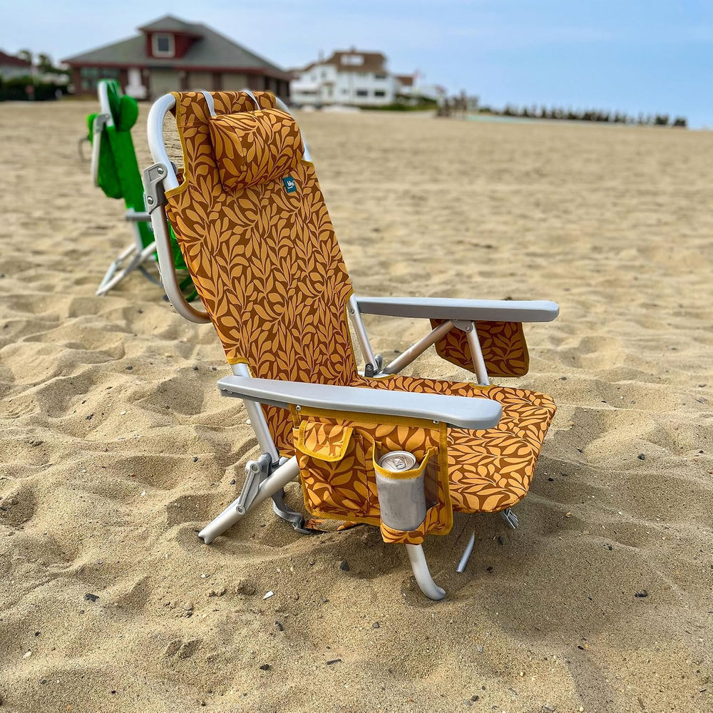 Bliss Hammocks Folding Backpack Beach Chair Recliner, Amber Leaf