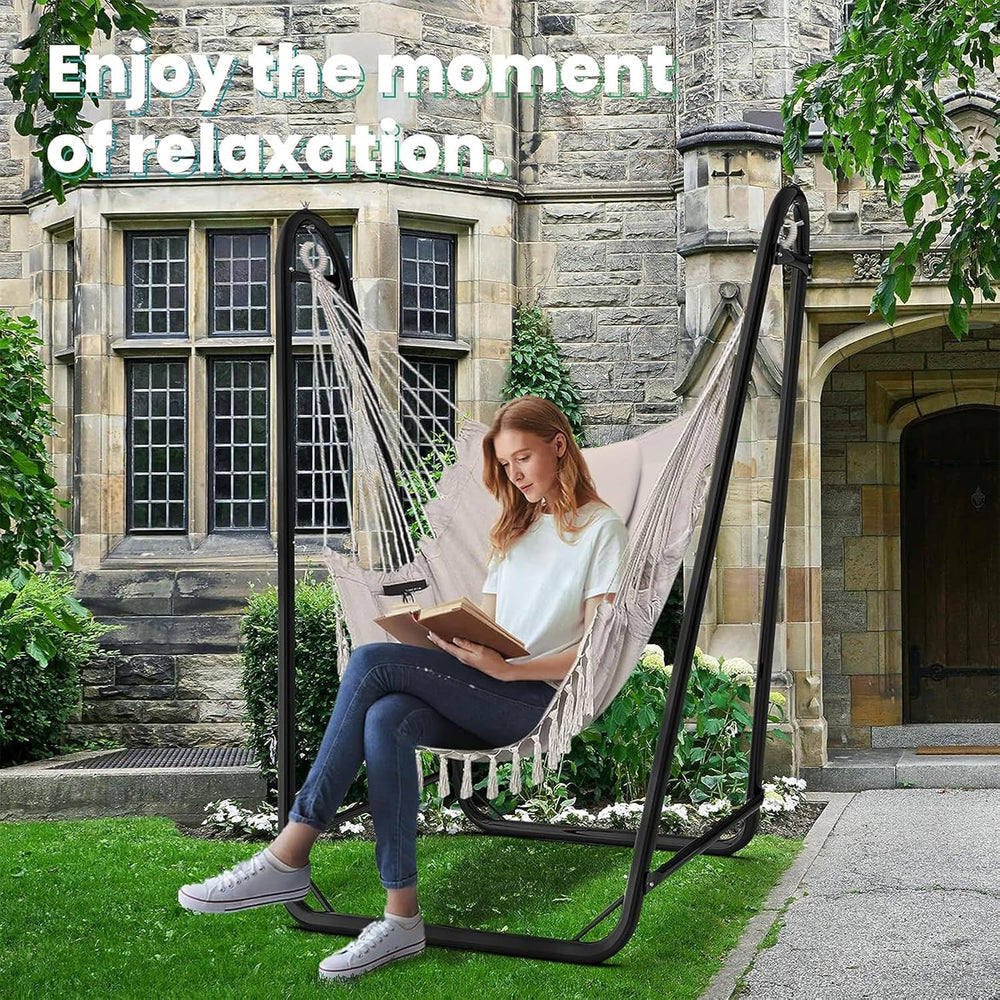 TOREVISIOR Hammock Chair with Stand, 350 lbs Swing Chair for Indoor Outdoor