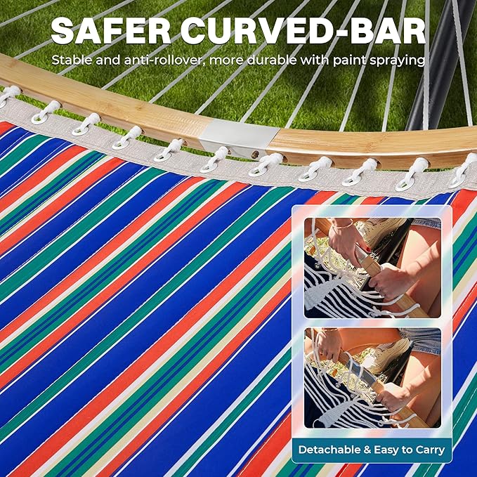 SUPERJARE Curved-Bar Hammock with Stand, 2 Person Heavy Duty Hammock Frame, D...