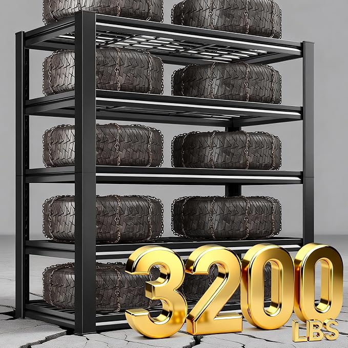 REIBII Garage Shelving 3200LBS, 5-Tier Storage Shelves, Adjustable Industrial...
