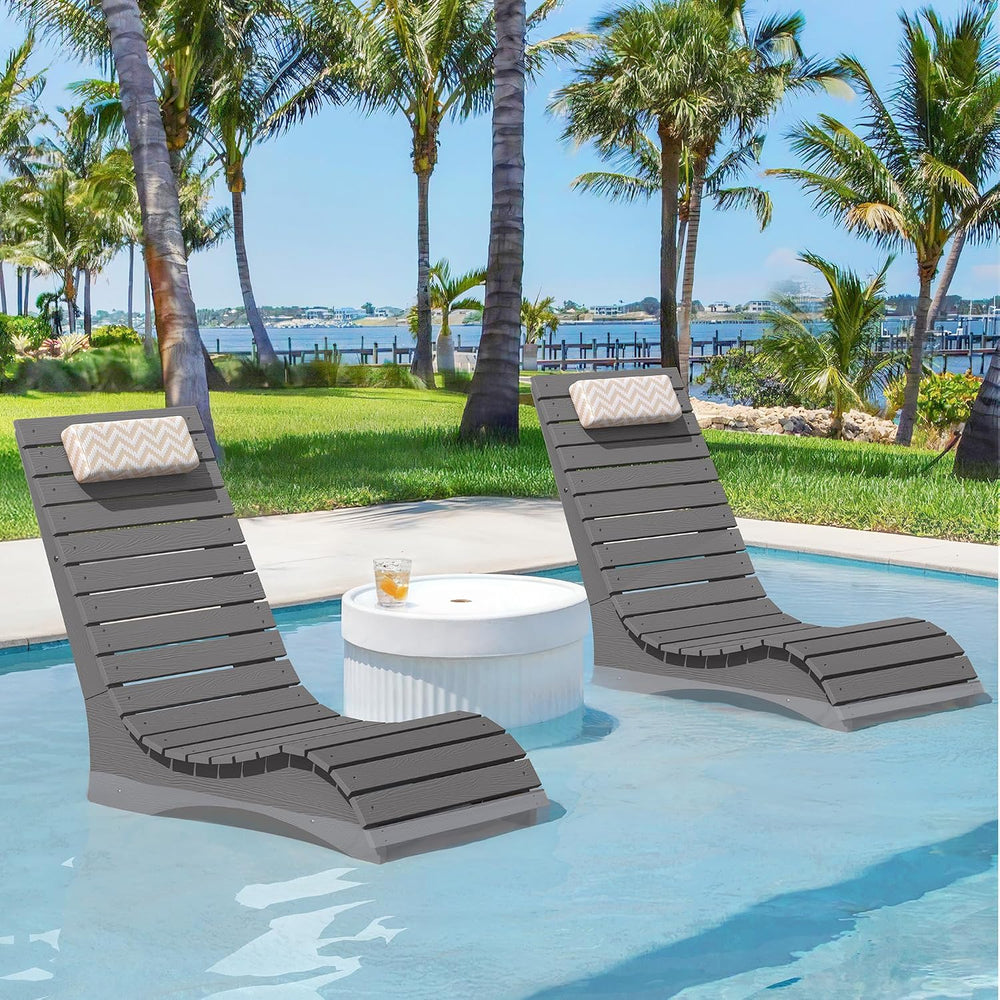 Pool Chairs Set of 2, Fade-Proof for Shallow Water with Headrest | Anti-Float...