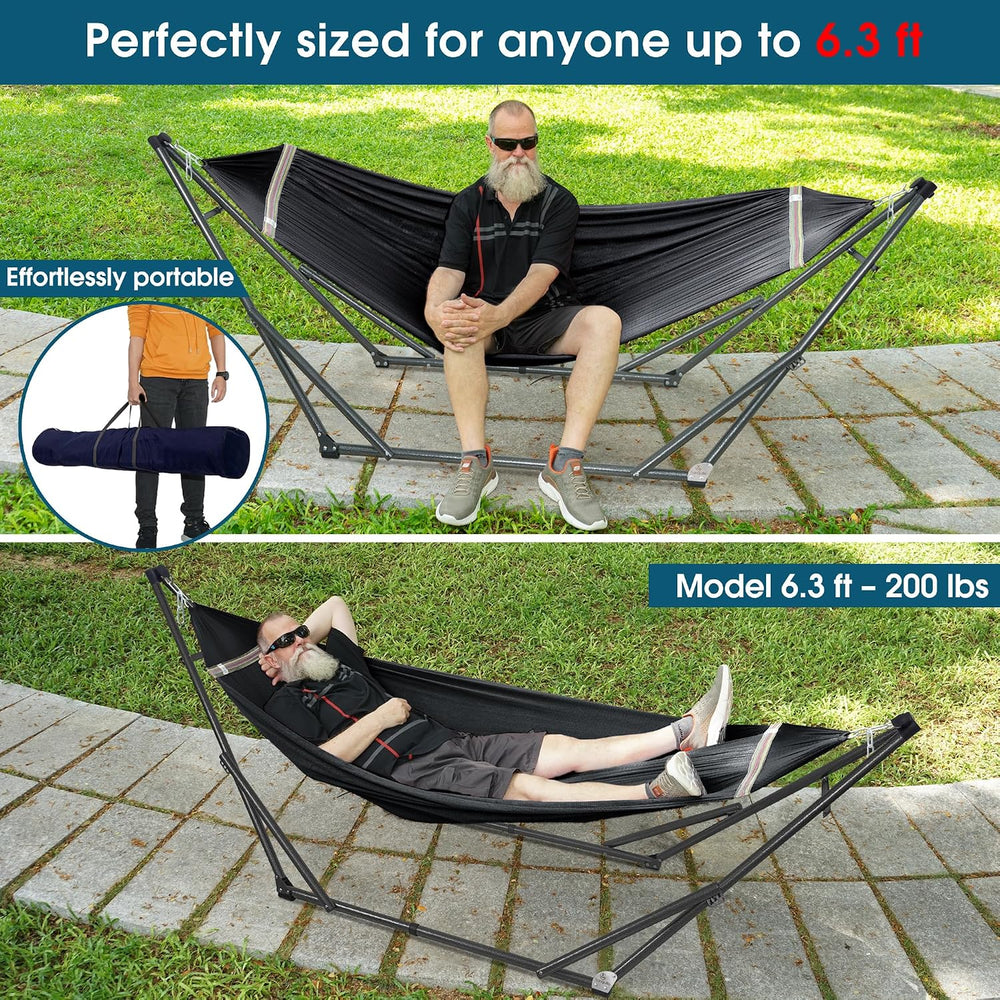 Tranquillo 600 lbs Capacity Adjustable Hammock Stand, Black