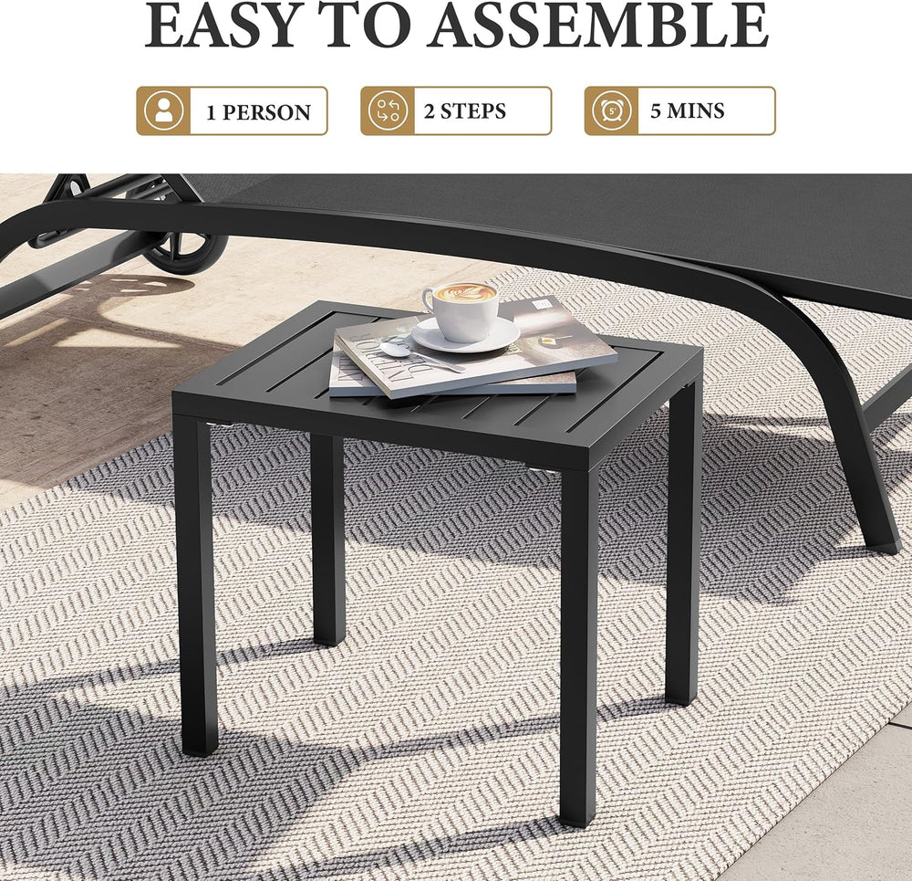Crestlive Products Outdoor Side Table Set of 2, Aluminum Rectangular Side/End...