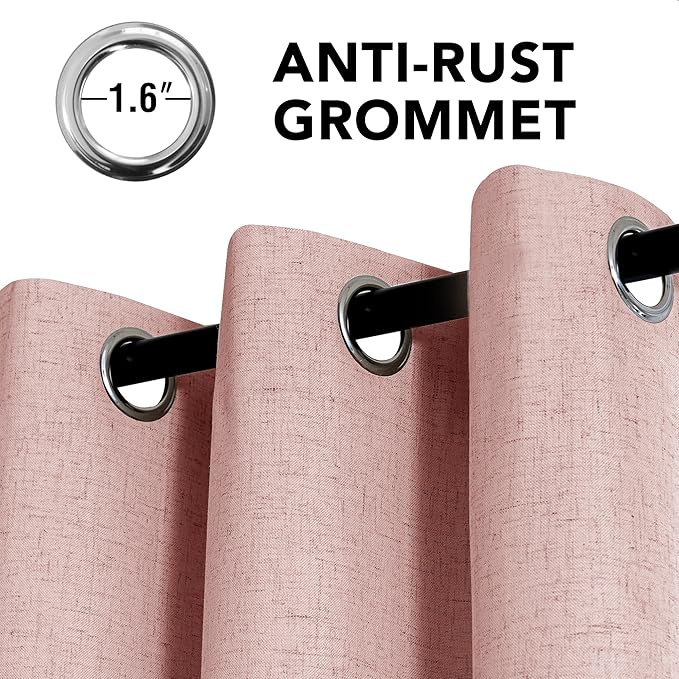H.VERSAILTEX Linen Curtains 100% Blackout Curtains for Bedroom 96 inch Long F...