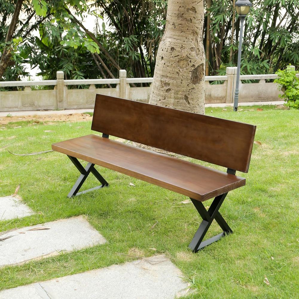 16" Triangle Bench Legs with Backrest Bracket, Set of 2