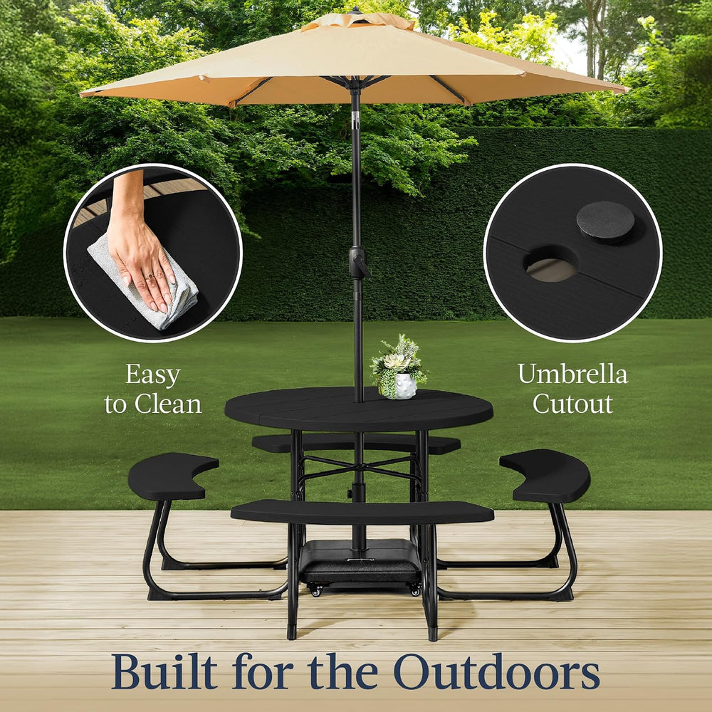 Best Choice Products 8-Person Outdoor Bench Patio Picnic Table, Circular w/ 4...