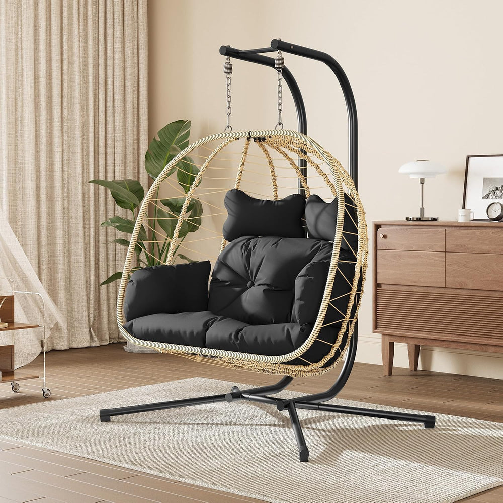 Bifanuo Double Hanging Egg Chair with Stand, Outdoor Indoor Swing Chair with ...