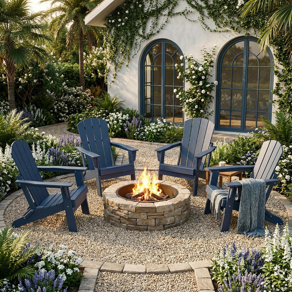 EcoVidaOutdoors Adirondack Chair Set of 4, HDPE Outdoor Chair, Navy