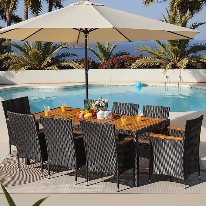 Greesum 9 Pieces Outdoor Patio Dining Set, Conversation Sets with 1 Table and...